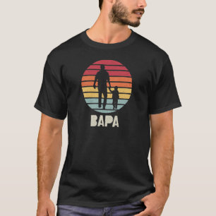 バパヴィンテージレトロサンセットパパと子 Tシャツ
