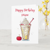 バパーソナライズされたニラミルクシェイク誕生日 カード (黄色い花)