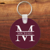 バパーソナライズされたルエレガントグンディ・モノグラムと名前 キーホルダー (正面)
