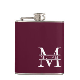 バパーソナライズされたルエレガントグンディ・モノグラムと名前 フラスク