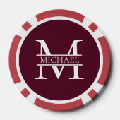 バパーソナライズされたルエレガントグンディ・モノグラムと名前 ポーカーチップ (裏面)