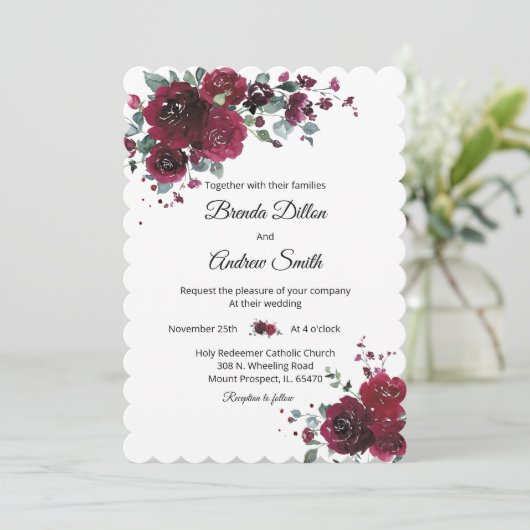 バパーソナライズされたルガンディとブ結婚ラック 招待状 (スタンド正面)