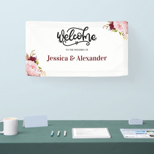 バパーソナライズされたルグンディフローラ結婚のバナー 横断幕 (トレードショー)