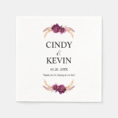 バパーソナライズされたルグンディ結婚ブロッサム紙 スタンダードカクテルナプキン (正面)