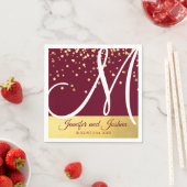 バパーソナライズされたルモノグラムのグンディ結婚金ゴールド スタンダードカクテルナプキン (インサイチュ)