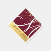 バパーソナライズされたルモノグラムのグンディ結婚金ゴールド スタンダードカクテルナプキン (角)