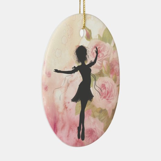 バパーソナライズされたレかわいらしリナオンピンクローゼズバレエ セラミックオーナメント (右)