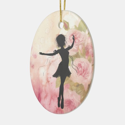 バパーソナライズされたレかわいらしリナオンピンクローゼズバレエ セラミックオーナメント (左)