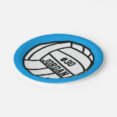 バパーソナライズされたレーボールプレーヤー番号、名前、チーム ペーパープレート (アングル)