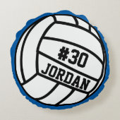 バパーソナライズされたレーボールプレーヤー番号、名前、チーム ラウンドクッション (裏面)