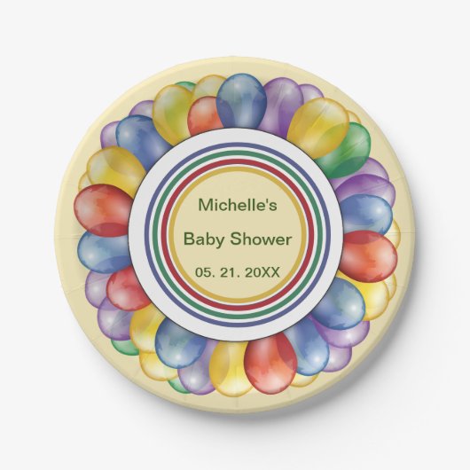 バパーソナライズされたロ数々のーンの色 ペーパープレート (正面)