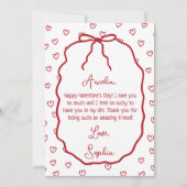 バパーソナライズされたンタインのカード – かわいい赤い弓 (正面)