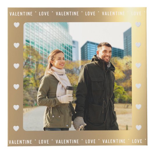 バパーソナライズされたンタインの日のフェイク金ゴールド数々の写真 フォトキューブ (右)