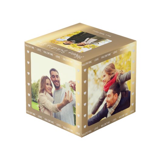 バパーソナライズされたンタインの日のフェイク金ゴールド数々の写真 フォトキューブ (裏面アングル)