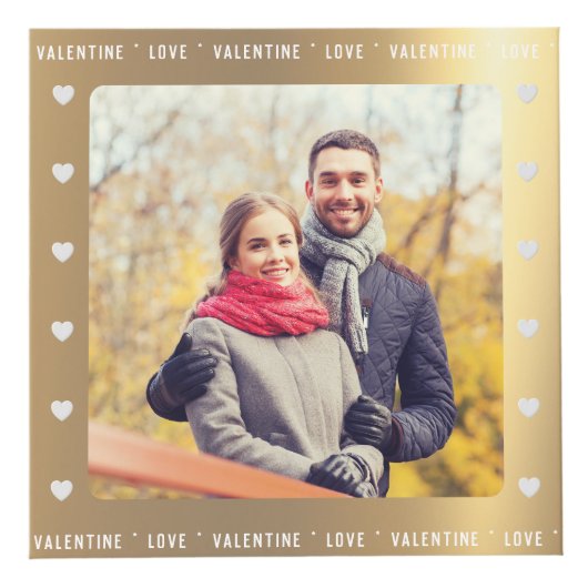 バパーソナライズされたンタインの日のフェイク金ゴールド数々の写真 フォトキューブ (正面)