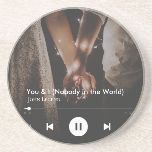 バパーソナライズされたンタインの歌カップル写真 コースター (正面)