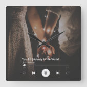 バパーソナライズされたンタインの歌カップル写真 スクエア壁時計 (正面)