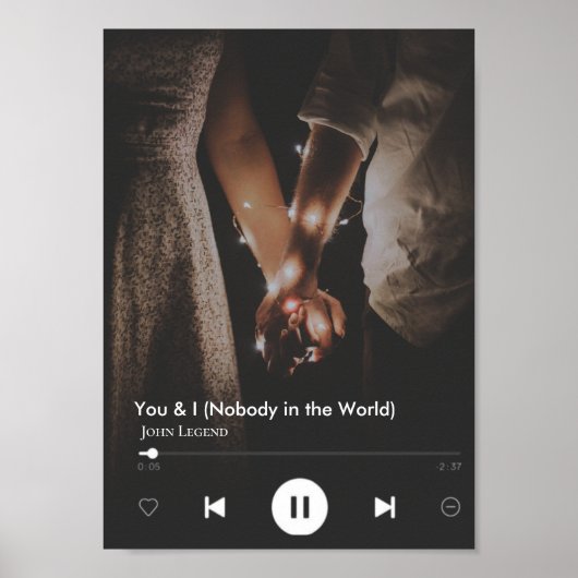 バパーソナライズされたンタインの歌カップル写真 ポスター (正面)