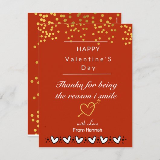 バパーソナライズされたンタインサンキューカード シーズンポストカード (正面/裏面)