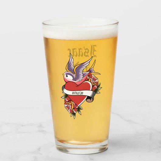 バパーソナライズされたンタイン記念日タトゥー タンブラーグラス (ドリンク正面)