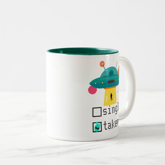 バパーソナライズされたンタ独身のン撮影UFO ツートーンマグカップ (正面右)