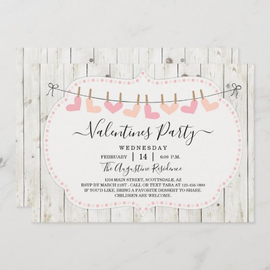 バパーソナライズされたン素朴タインパーティの招待状 招待状 (正面/裏面)