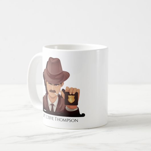 バパーソナライズされたージコーヒーマグ付き刑事 コーヒーマグカップ (正面左)