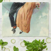 バビクトリアンレンタインデーヴィンテージキスオンザムーン キッチンタオル (折り畳み)