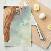 バビクトリアンレンタインデーヴィンテージキスオンザムーン キッチンタオル (四つ折り)