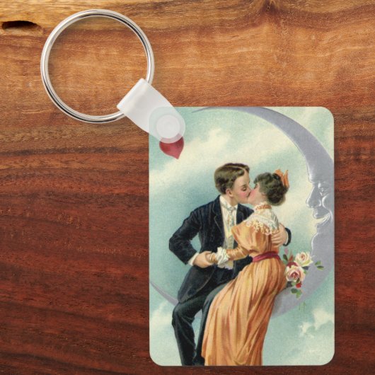 バビクトリアンレンタインデーヴィンテージキスオンザムーン キーホルダー (正面)