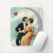 バビクトリアンレンタインデーヴィンテージキスオンザムーン マウスパッド (マウス)