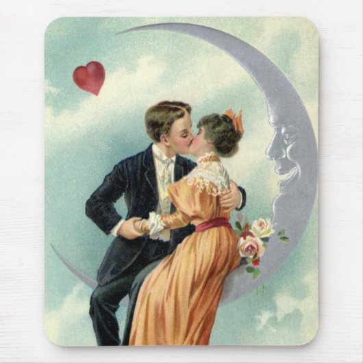 バビクトリアンレンタインデーヴィンテージキスオンザムーン マウスパッド (正面)