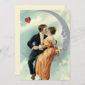 バビクトリアンレンタインデーヴィンテージキスオンザムーン 招待状 (正面/裏面)