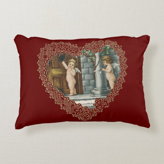 バビクトリアンレンタインデー、ヴィンテージ天使wレター アクセントクッション (正面)