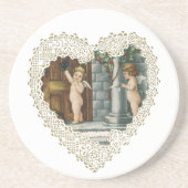 バビクトリアンレンタインデー、ヴィンテージ天使wレター コースター (正面)