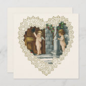 バビクトリアンレンタインデー、ヴィンテージ天使wレター シーズンカード (正面/裏面)