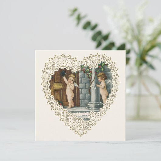 バビクトリアンレンタインデー、ヴィンテージ天使wレター シーズンカード (スタンド正面)