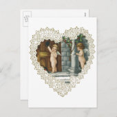 バビクトリアンレンタインデー、ヴィンテージ天使wレター シーズンポストカード (正面/裏面)