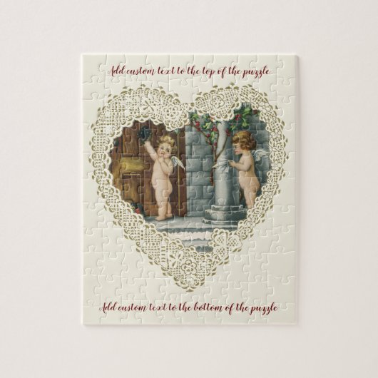 バビクトリアンレンタインデー、ヴィンテージ天使wレター ジグソーパズル (縦)