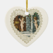 バビクトリアンレンタインデー、ヴィンテージ天使wレター セラミックオーナメント (正面)