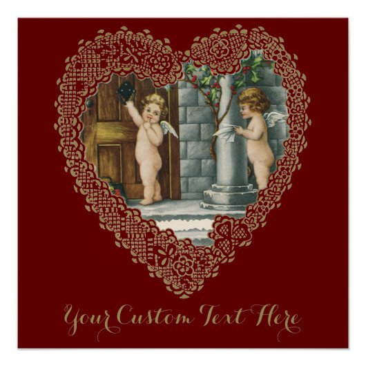 バビクトリアンレンタインデー、ヴィンテージ天使wレター ポスター (正面)