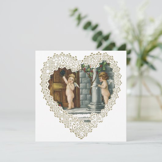 バビクトリアンレンタインデー、ヴィンテージ天使wレター 招待状 (スタンド正面)