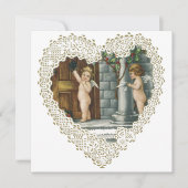 バビクトリアンレンタインデー、ヴィンテージ天使wレター 招待状 (正面)