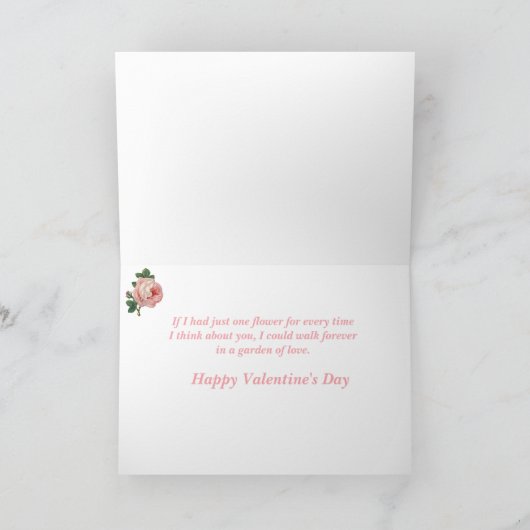 バビクトリアンンタインのカード – バラとアンティークファン カード (内部)