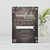 バビシャワーの招待の途中の小さな雪の結晶 招待状 (スタンド正面)
