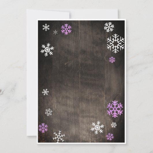 バビシャワーの招待の途中の小さな雪の結晶 招待状 (裏面)