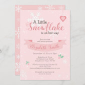 バビシャワーの招待の途中の小さな雪の結晶 招待状 (正面/裏面)