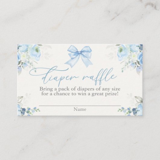 バビシャワー少年おむつラッフルカード付き弓 エンクロージャーカード (正面)