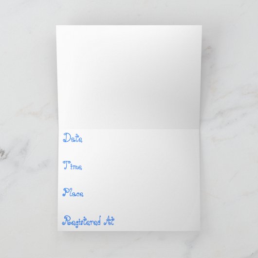 バビシャワー招待状(男の赤ちゃん空白の) 招待状 (内部)