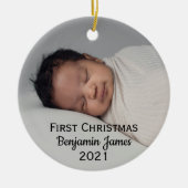 バビス初めてのクリスマスパーソナライズされたセモダンラミック セラミックオーナメント (正面)